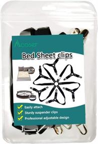 img 4 attached to Acoser Long Adjustable Crisscross Bed Sheet Clip - Triangle Shaped Straps for Perfect Fit on Bed or Round Table (Black)