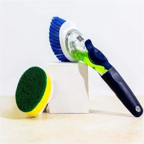 img 2 attached to 🧽 Premium Dish Wand Set: Delaware Durables Heavy Duty 3-Piece Soap Dispensing Dish Scrubber with Detachable Sponge and Brush - Stylish and Ergonomic Grip Handle