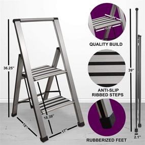 img 2 attached to 🪜 Sorfey Premium Aluminum Ladder: 2-Step, Lightweight & Ultra Slim. Anti-Slip Steps, Sturdy & Portable for Home, Office, Kitchen, Photography. Sleek Aluminum Finish.