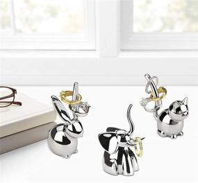 img 3 attached to 🐱 Charming Set of 3 Umbra Zoola Ring Holders: Bunny, Cat, Elephant - Chrome 3-Pack