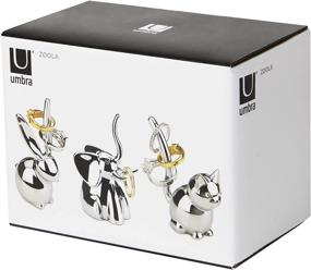 img 2 attached to 🐱 Charming Set of 3 Umbra Zoola Ring Holders: Bunny, Cat, Elephant - Chrome 3-Pack