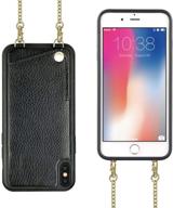 📱 versatile iphone x/xs wallet case: crossbody & card slot holder with shoulder strap - black logo