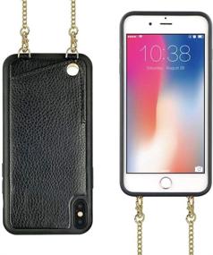 img 4 attached to 📱 Versatile iPhone X/Xs Wallet Case: Crossbody & Card Slot Holder with Shoulder Strap - Black