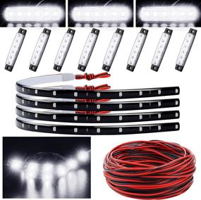 img 4 attached to 🚗 Hortsun LED Underglow Kit with 8 LED Car Rock Lights, 4 LED Strip Lights, and a 32 Ft Extension Cable Wire Cord - Ideal for Cars, Golf Carts (White)