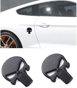 img 3 attached to 🚗 Metal Decals Stickers Badge Decoration for Cars, Trucks, and Motorcycles - 2-Pack 3D Skeleton Skull Emblem (Black)