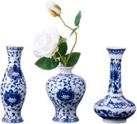 🏺 set of 3 small blue and white porcelain vases with fambe glaze - classic ceramic flower vases for home decor logo