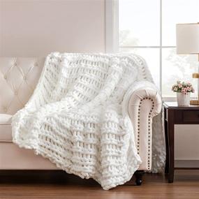 img 4 attached to Warm and Cozy: Angelhood Chunky Knit Blanket - Luxurious Chenille Throw for Home Décor and Gifting