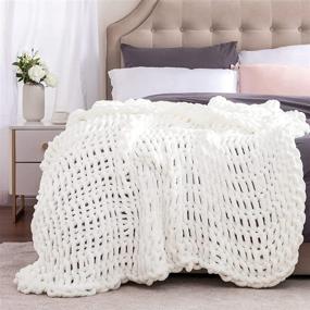 img 2 attached to Warm and Cozy: Angelhood Chunky Knit Blanket - Luxurious Chenille Throw for Home Décor and Gifting