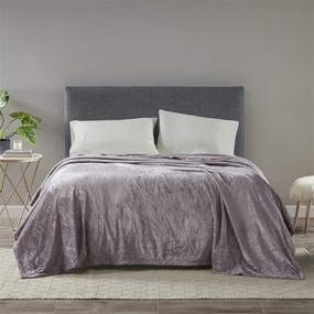 img 3 attached to Luxuriously Cozy Lavender Throw Blanket by Madison Park Microlight: Perfect for Bed, Couch, or Sofa