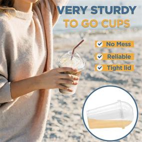 img 1 attached to 🥤 [100 Pack] 16 oz BPA Free Clear Plastic Cup With Dome Lid for Iced Cold Drinks, Coffee, Tea, Juice, Smoothies, Bubble Boba, Disposable, Medium Size - Buy Now!