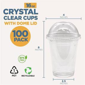 img 3 attached to 🥤 [100 Pack] 16 oz BPA Free Clear Plastic Cup With Dome Lid for Iced Cold Drinks, Coffee, Tea, Juice, Smoothies, Bubble Boba, Disposable, Medium Size - Buy Now!