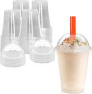 🥤 [100 pack] 16 oz bpa free clear plastic cup with dome lid for iced cold drinks, coffee, tea, juice, smoothies, bubble boba, disposable, medium size - buy now! logo
