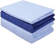 🛌 взвешенное одеяло acomopack для взрослых с 2 наволочками (3 штуки, 20 фунтов, 60х80, синее) - набор из охлаждающего волокна и теплой велюровой наволочки, подходит для кроватей размера queen/king логотип