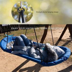 img 1 attached to 🌲 HI SUYI Platform Boat Swing 66 inch - Hanging Hammock Lounger Swing for Fun-Filled Activities in Tree Backyard Porch Beach Park Playground - Perfect for Teens and Adults