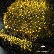 🎄 christmas lights outdoor net lights: 9.8ft x 6.6ft, 8 modes, 200 led, remote control - warm white логотип