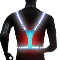 sporty led running reflective vest - adjustable waterproof safety gear with high visibility elastic straps for men and women (blue) логотип