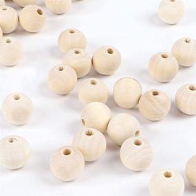 img 2 attached to 🧶 120pcs Round Natural Unfinished Wooden Beads for Crafts with Hemp Rope - 20mm YIPLED Wooden Loose Beads for DIY Jewelry Making, Garland & Home Decorations