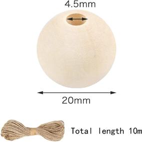 img 3 attached to 🧶 120pcs Round Natural Unfinished Wooden Beads for Crafts with Hemp Rope - 20mm YIPLED Wooden Loose Beads for DIY Jewelry Making, Garland & Home Decorations