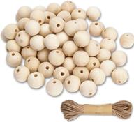 🧶 120pcs round natural unfinished wooden beads for crafts with hemp rope - 20mm yipled wooden loose beads for diy jewelry making, garland & home decorations logo