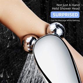 img 2 attached to 🚿 Massage Shower Head with Handheld: Push-Button Flow Control, 59 Inch Hose, Adjustable Support, Chrome