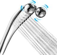 🚿 massage shower head with handheld: push-button flow control, 59 inch hose, adjustable support, chrome logo