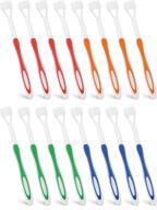 🦷 16 pieces three bristle travel toothbrush: innovative autism toothbrush for complete teeth and gum-care. great angle bristles for effective cleaning of each tooth. soft and gentle bristles in green, blue, yellow, and red. logo