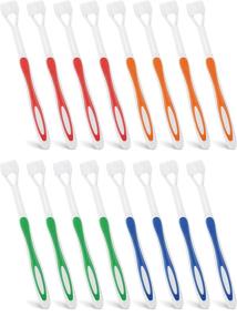 img 4 attached to 🦷 16 Pieces Three Bristle Travel Toothbrush: Innovative Autism Toothbrush for Complete Teeth and Gum-Care. Great Angle Bristles for Effective Cleaning of Each Tooth. Soft and Gentle Bristles in Green, Blue, Yellow, and Red.
