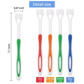 img 3 attached to 🦷 16 Pieces Three Bristle Travel Toothbrush: Innovative Autism Toothbrush for Complete Teeth and Gum-Care. Great Angle Bristles for Effective Cleaning of Each Tooth. Soft and Gentle Bristles in Green, Blue, Yellow, and Red.