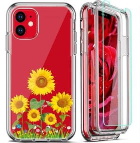 img 4 attached to 🌸 FIRMGE iPhone 11 Case with 2 Tempered Glass Screen Protectors - 360 Full-Body Coverage, Hard PC TPU Silicone, 3-in-1 Military Grade Shockproof Floral Design Phone Protective Cover - Clear Flower 014