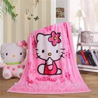 🐱 yimu blanket cartoon hello kitty printing throw blanket: soft flannel cozy plush fleece blanket for kids and toddlers logo