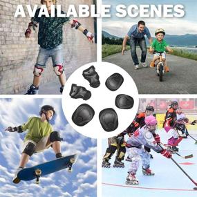 img 2 attached to 🛹 Premium Goaup Kids Children 3 in 1 Protective Gear Set for Skateboarding, Roller Skating, and More - Knee Pads, Elbow Pads, and Wrist Guards for Ultimate Safety and Fun!