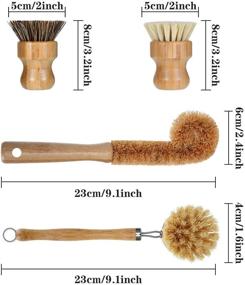 img 3 attached to 🌿 Natural Bamboo Scrub Brush Set - Mini Pot, Dish Scrubber with Handle for Dishes, Pots, Pans - 4 Pieces