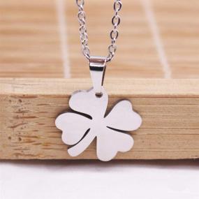 img 2 attached to Stainless Four Leaf Clover Pendant Necklace
