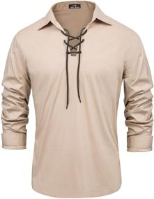 img 4 attached to 👕 Upgrade your wardrobe with PJ PAUL JONES Lace Up Regular Men's Shirts!