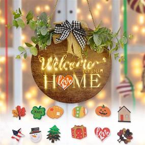 img 4 attached to 🚪 Rustic Welcome Sign for Front Door: Christmas Glowing Wooden Door Hanger with 12PCS Hanging Ornaments - Perfect Seasonal Decoration for Outdoor Front Door Hanging Sign