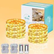 metaku fairy lights 2-pack: battery operated string lights with remote control and timer - 33ft 100 leds dimmable firefly lights for indoor/outdoor decor (warm white) логотип