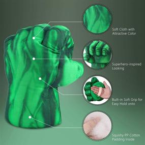 img 2 attached to Toydaze Incredible Smash Fists: Fun-Filled Plush Punching Gloves for Kids - Perfect for Cosplay Costumes, Superhero Playtime, Birthdays, Halloween, Christmas Gifts (Green)