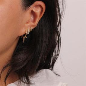 img 3 attached to 💍 Women's Small Gold Huggie Hoop Earrings, 14K Gold Plated CZ Cartilage Cuff Earrings for Girls