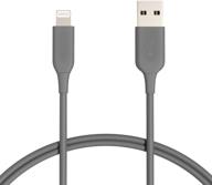 gray 1-ft amazon basics abs usb-a to lightning cable cord, mfi certified charger for apple iphone & ipad logo