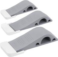 🚪 wundermax door stoppers - rubber security wedge for door on carpet, concrete, tile, linoleum & wood - heavy duty door stop - home improvement - 3 pack - gray logo