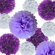 🎉 yly's love 18pcs purple pom poms tissue paper flower decorative hanging flower balls diy paper craft flowers for wall wedding birthday party baby shower home decorations logo