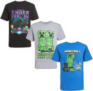 👕 minecraft creeper characters t shirt set: stylish black boys' clothing for gaming enthusiasts logo