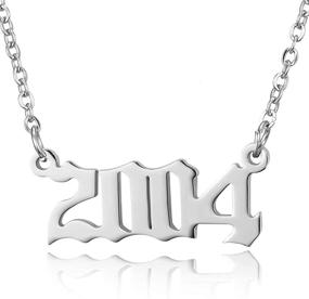 img 4 attached to Gold/Silver Stainless Steel Number Pendant Necklace - Birth Year Necklace for Women, Boys, and Girls - 1990 to 2010 Birthday