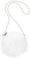 👜 fenical crossbody bag plush pearl chain cellphone purse - white: stylish and practical shoulder pouch for women, ladies, and girls logo