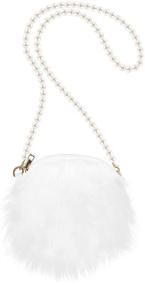 img 4 attached to 👜 FENICAL Crossbody Bag Plush Pearl Chain Cellphone Purse - White: Stylish and Practical Shoulder Pouch for Women, Ladies, and Girls