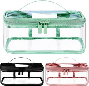 img 4 attached to Piece Clear Makeup Bags Cosmetic Bags Toiletry Travel Bag Women PVC Portable Waterproof Transparent Zipper Storage Pouch Organizers Handle Vacation