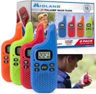 детский рацион midland x-talker 22 канала frs - walkie talkie - двухстороннее радио, 38 частотных кодов конфиденциальности, предупреждение о погоде noaa (многоцветный, набор из 4 радиостанций) логотип