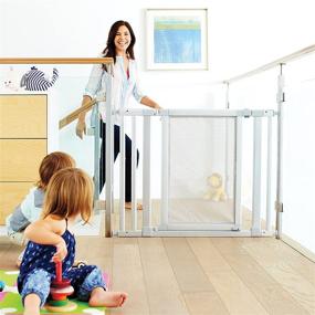 img 2 attached to 🚧 Munchkin Vibe Baby Gate - Easy Mount Safety Gate for Stairs, Hallways, and Doors with Walk Through Door - Mesh and Steel Construction - Silver Ice - 29x40.5 Inch (1 Pack)
