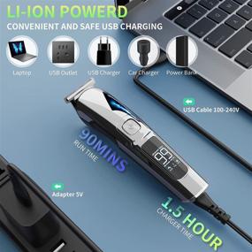 img 1 attached to KIKOMO All in 1 Beard Trimmer: Cordless Hair Clippers, Waterproof Mustache & Facial Trimmer, Body Groomer Kit - LED Display, USB & Wall Charger Included