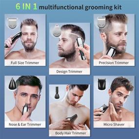 img 3 attached to KIKOMO All in 1 Beard Trimmer: Cordless Hair Clippers, Waterproof Mustache & Facial Trimmer, Body Groomer Kit - LED Display, USB & Wall Charger Included